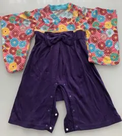 ひな祭りにも！花柄着物スタイル 90 ロンパース　ベビー　ベビー服　お祝い　晴着