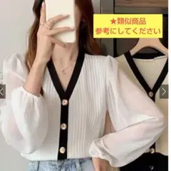 Dazy　シフォンスリーブ配色ニットトップス
