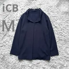 【美品】iCB アイシービー スキッパーカラー ネイビー サイズ9 とろみ長袖のサムネイル