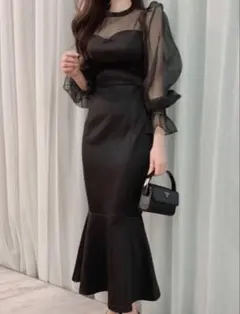 SHEIN ブラック　パーティドレス マーメイド シアー素材