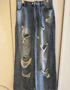 ヴィンテージ加工 ワイド ダメージ デニムパンツ アクネ風 - メルカリ