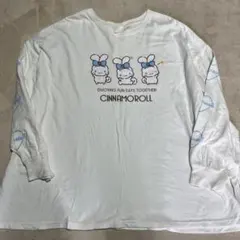 sanrio×シナモロール　オーバーサイズ長袖カットソー 白