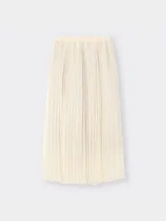【GU】プリーツロングスカート／Sサイズ／ホワイト／レディース