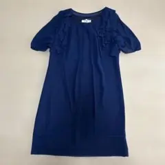 グリーンレーベルリラクシング　ひざ丈ワンピース　ネイビーブルー