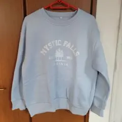 オーバーサイズ　長袖　裏起毛　プリント　トレーナー　ライトブルー