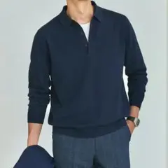 ORIHICA ニットポロ 紺 S