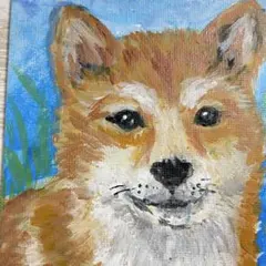 【原画】柴犬のアクリル画　ミニサイズ