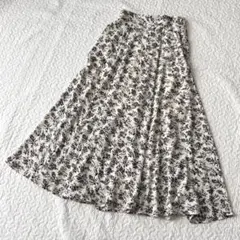 フィフス フレアスカート 花柄 ロング モノトーン M きれいめ 総柄 上品