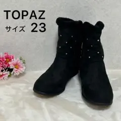 TOPAZ ムートンブーツ ブラック　ブーツ 黒いファー付きムートンブーツ