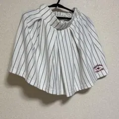女の子 子供 ミニスカート 膝丈 ホワイト ストライプ 黒