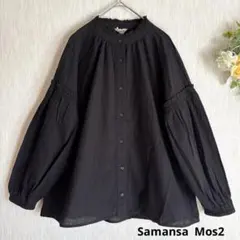 新品　袖シャーリングギャザーブラウス　サマンサモスモス　ブラック