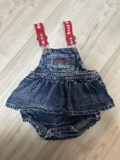 デニム スカート付きオーバーオール ロンパース