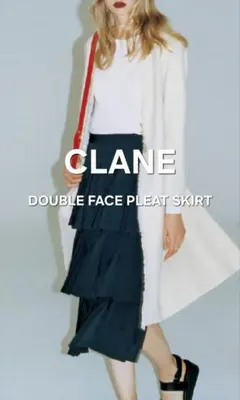 【美品】CLANE DOUBLE FACE PLEAT SKIRTブラック S