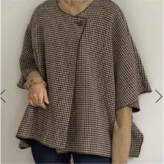 Re：EDIT リエディ　ダブルフェイスチェック　ポンチョ　コート　M 未使用