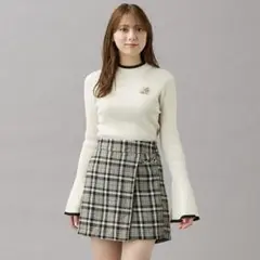 INGNI ロービングチェックビット付ラップスカパン ブラック チェック