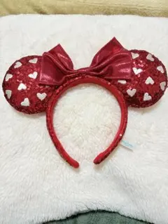 ディズニーリゾートで購入したミニーマウスのスパンコールカチューシャ　即日発送