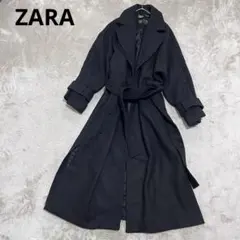 상태좋음 ザラ マンテコ ベルテッド ガウン ロングコート ブラック