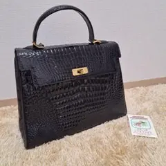 KAIYO シャイニング　クロコダイル　ハンドバッグ ショルダー　2way クロコダイル ショルダーバッグ シャイニング加工 センター取り