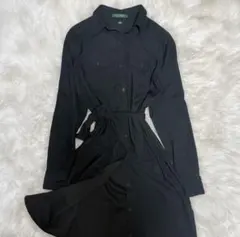 LAUREN RALPH LAUREN ラルフローレン シャツワンピース 黒のサムネイル