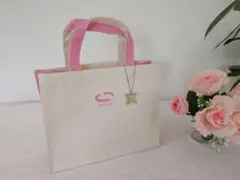 慶應義塾大学　150周年記念　ベージュとピンクのミニトートバッグ　ランチバッグ