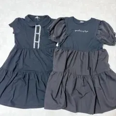 ワンピース2点セット 150 160 黒 ガーリー お出かけ まとめ 女の子
