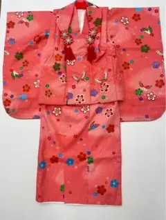 ⚫︎中古⚫︎七五三（3才用）⚫着物︎⚫︎被布セット☆T-122-14☆ピンク系☆汚れあり