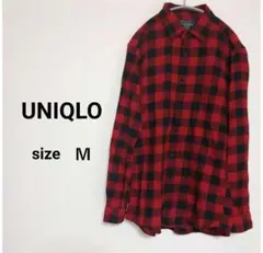【UNIQLO】ネルシャツ　チェック柄　赤　黒　長袖　メンズ　Ｍサイズ　ユニクロ