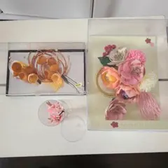 華やかな和装布製花飾り かんざし3品セット