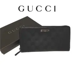 GUCCI ブラック キャンバス 長財布　ラウンドファスナー