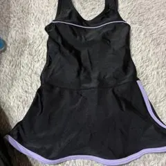 トップバリュ ワンピース水着 120 ブラック パープル