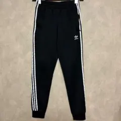 古着 adidas アディダス トラックパンツ ブラック ホワイト 黒 白 M