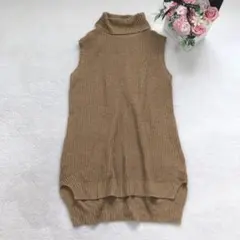 七日星期日 無袖高領針織上衣 簡約 棕色
