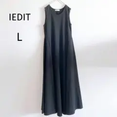 イディット　ロングワンピース　ノースリーブ　フレア　L　黒　マキシ丈　5512