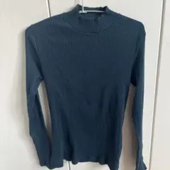 UNIQLO ユニクロ リブハイネックT ダークグリーン M