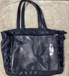 WEGO 痛バッグ 紺色 Lサイズ 透明全面 レースアップ