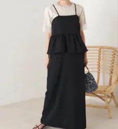 セット】Re-J&SUPURE ペプラムジャンパースカート リブTシャツ 3L 