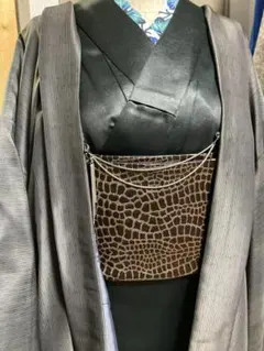 2連シルバーチェーンの羽織紐（ぶら下がりパーツ付き）