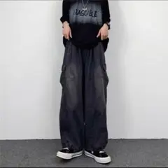 ワイドデニム　カーゴパンツ　ユニセックス　大きいサイズ　韓国ストリート　Y2K