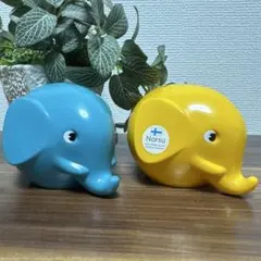 2個セット Norsu エレファント貯金箱 コインバンク 鍵なし