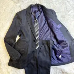 【極美品】 ヒロミチナカノ 165A ストライプ ネクタイ付 黒 入学式 卒業式