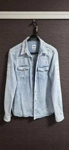 ZARA ライトブルーダメージデニムジャケット