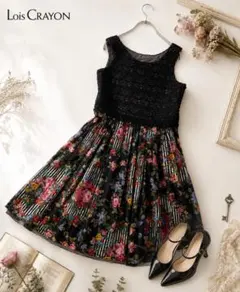 Lois CRAYON 花柄 レース ドッキングワンピース M 日本製のサムネイル