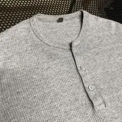 UNIQLO ヘンリーネック ワッフル Ｌ サーマル archive グレー