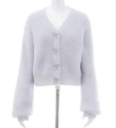 INGNI イング　Vネックリボンボタンフェザーニットカーディガン
