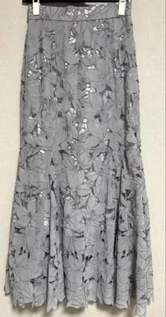 SNIDEL カッティングレースマーメイドスカート　ブルーグレー　１