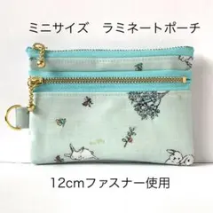 SALE ラミネートのミニ・ダブルファスナーポーチ
