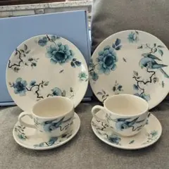 希少 ウェッジウッド クイーンズウェア ブルーバード カップ ソーサー 
