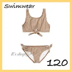 水着　子供　120 ベビー　キッズ ストライプ　ビキニ　リボン スイムウェア