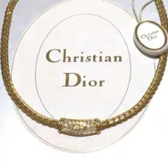 ChristianDior　ヴィンテージネックレス　ラインストーン ロゴのサムネイル