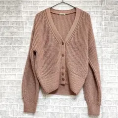 GU ショート丈　ラメニットカーディガン　ピンク　M
